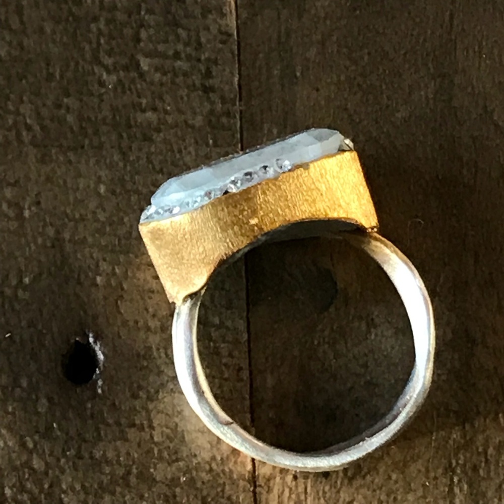 Handmade Moonstone Ring 24k gold & sterling silver - Picture 6 of 7